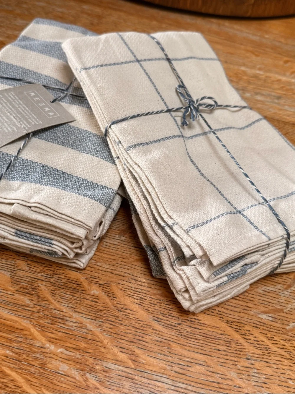 Striped Blue and Cream Kitchen Linen Set - MEEMA